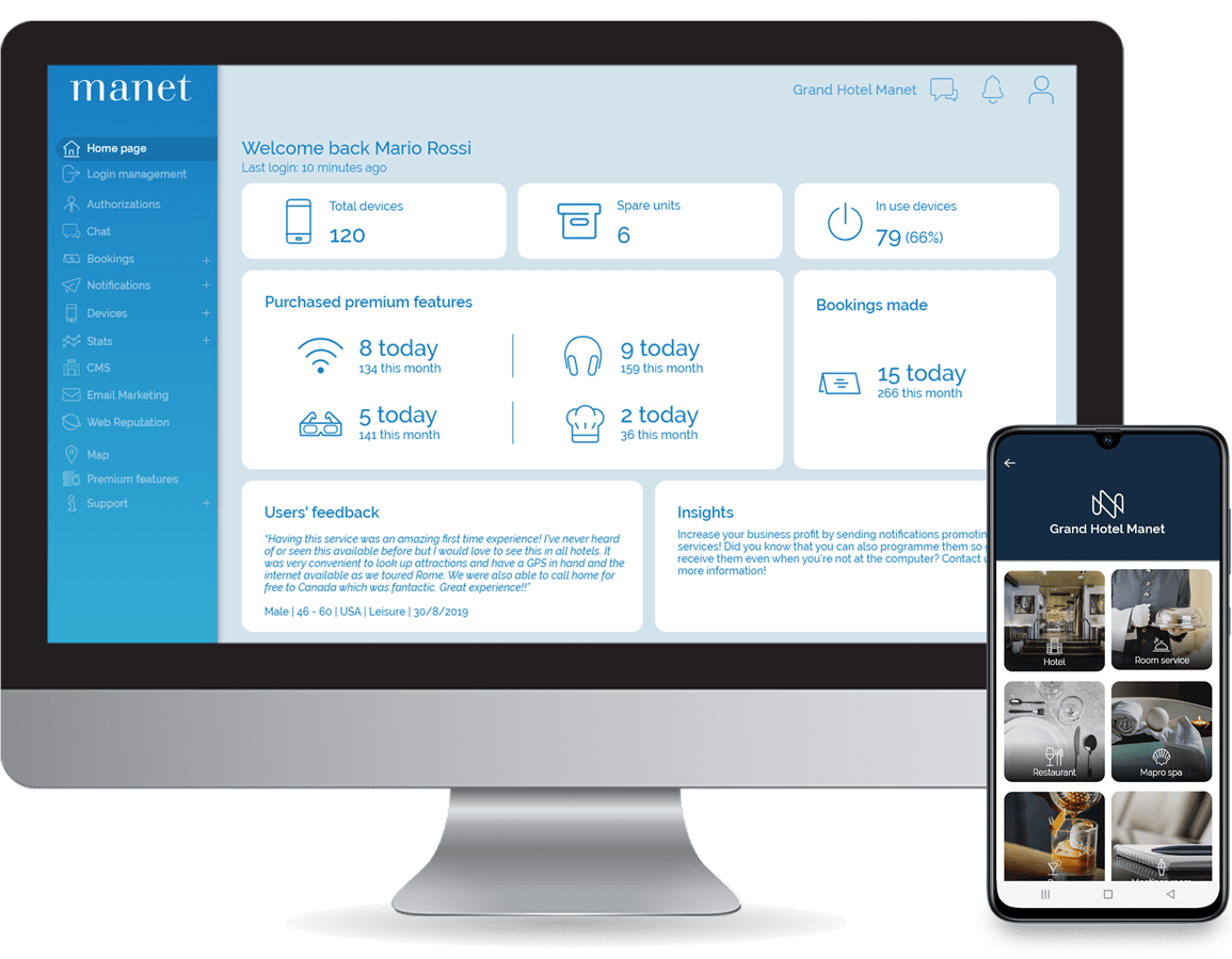 Manet dashboard for hospitality